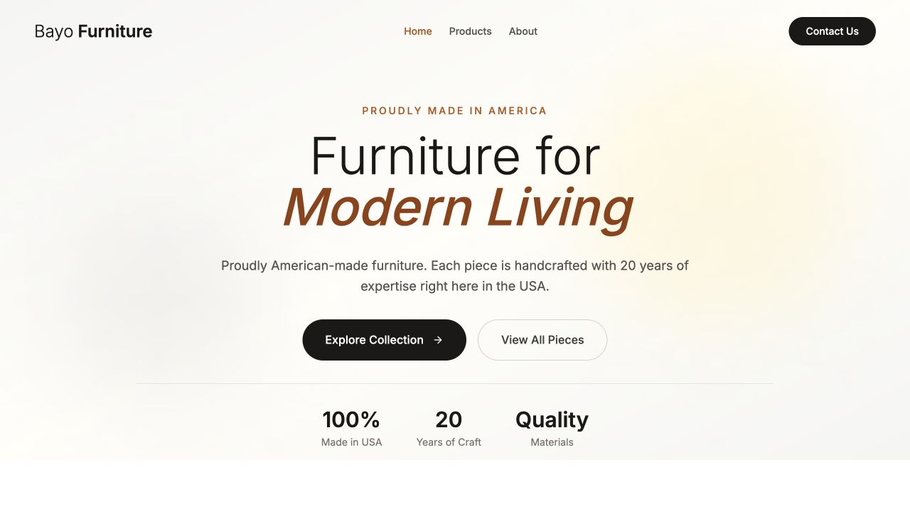 Bayo Furniture website preview